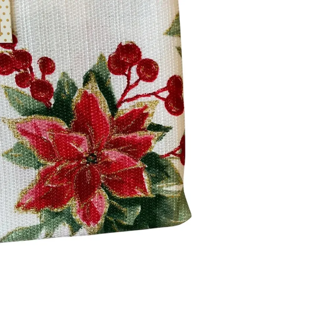 Cupcakes & Cashmere POINSETTIA Christmas Tablecloth 60x120 Oblong New